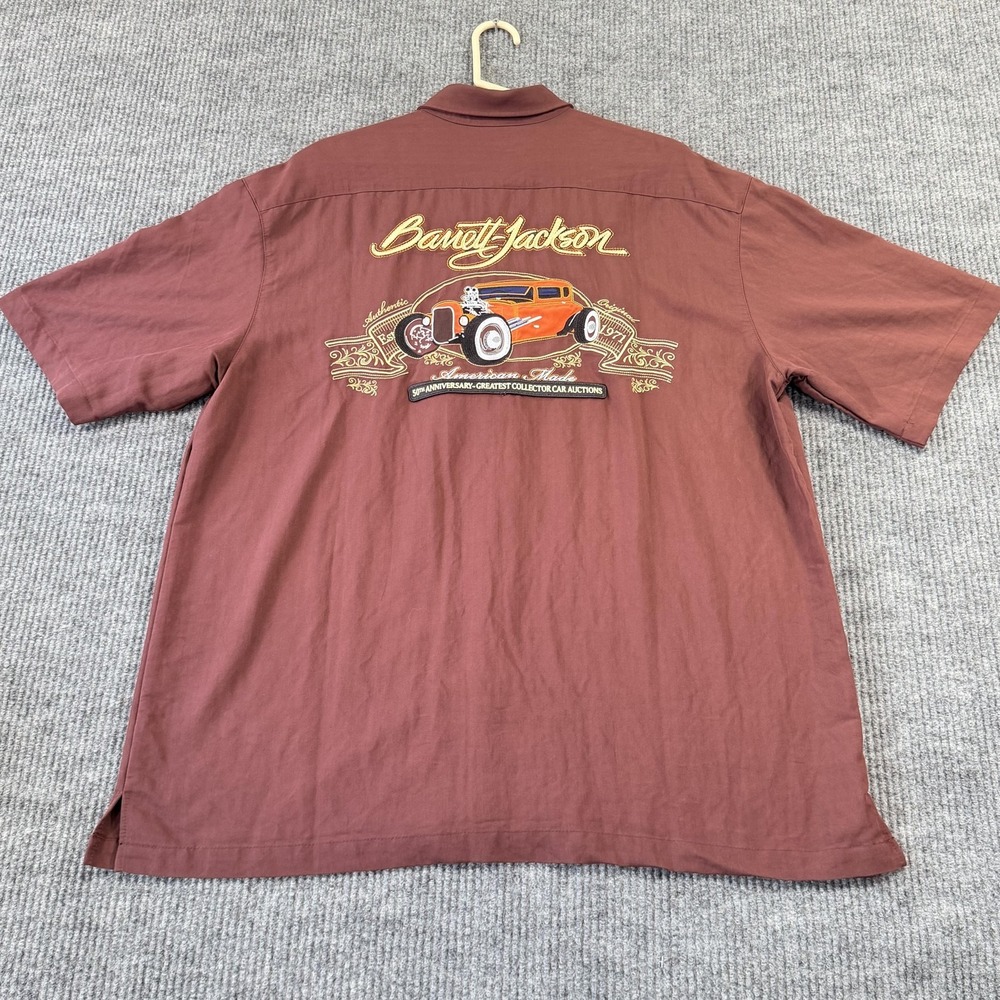 Barrett-Jackson Shirt Mens 2XL Red Hot Rod Embroidered Short Sleeve Button Up - Picture 7 of 10